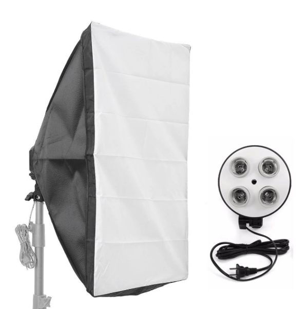 Studio Softbox Light Kit with 4in1 E27 Lamp Holder with 50*70cm Softbox & Stand - Image 4