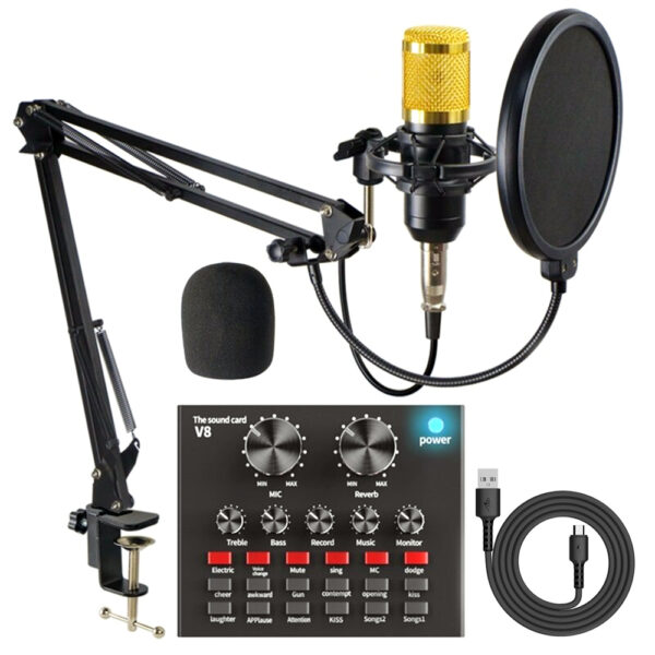 BM 800 Studio Microphone Kits With Filter V8 Sound Card Condenser Microphone Bundle Record Ktv Karaoke Smartphone Microphone