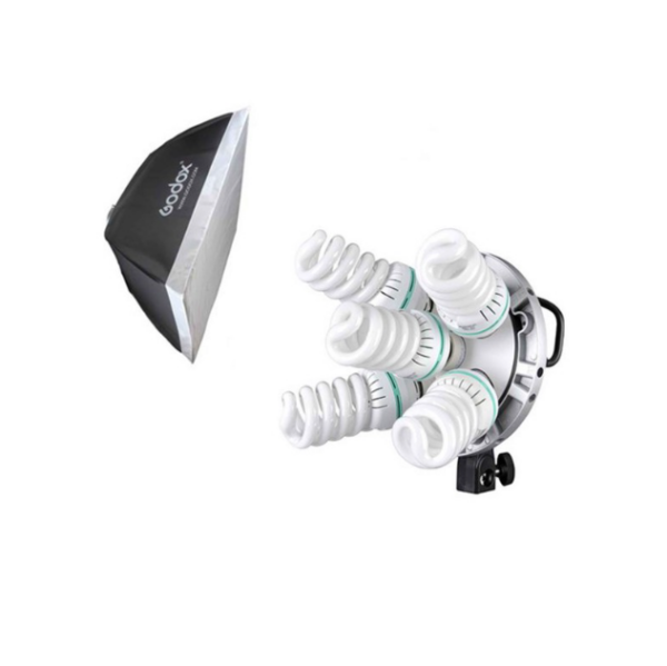 Godox TL-5 5in1 Multi-Holder Studio E27 Socket Tricolor Lighting Lamp Head with 60*60cm Softbox - Image 3