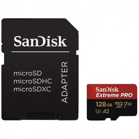 SanDisk Extreme Pro SDXC UHS-I U3 A2 V30 128GB + Adapter