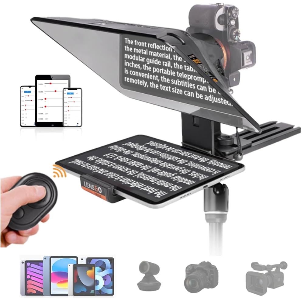LENSGO TC12 Teleprompter 12 inch for DSLR Smartphone & Tablets